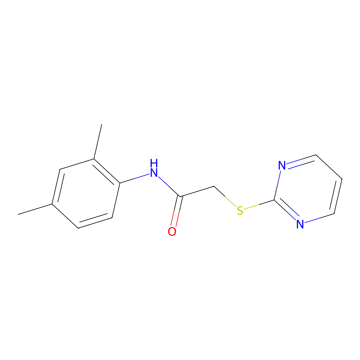 N-(2,4-dimethylphenyl)-2-pyrimidin-2-ylthioacetamide molecular structure, CAS 403835-63-2
