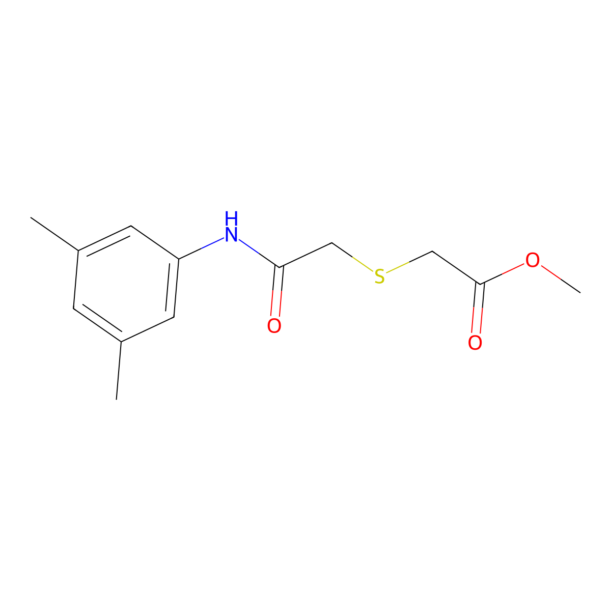 Methyl 2-[2-(3,5-dimethylanilino)-2-oxoethyl]sulfanylacetate molecular structure, CAS 403835-67-6