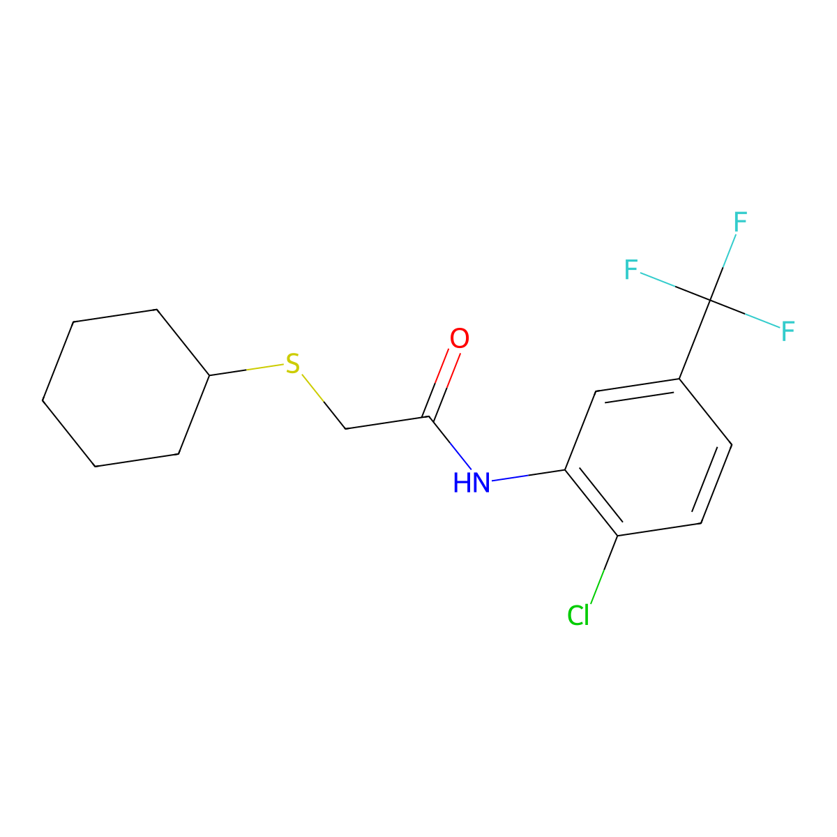 N-[2-chloro-5-(trifluoromethyl)phenyl]-2-cyclohexylsulfanylacetamide molecular structure, CAS 403835-75-6