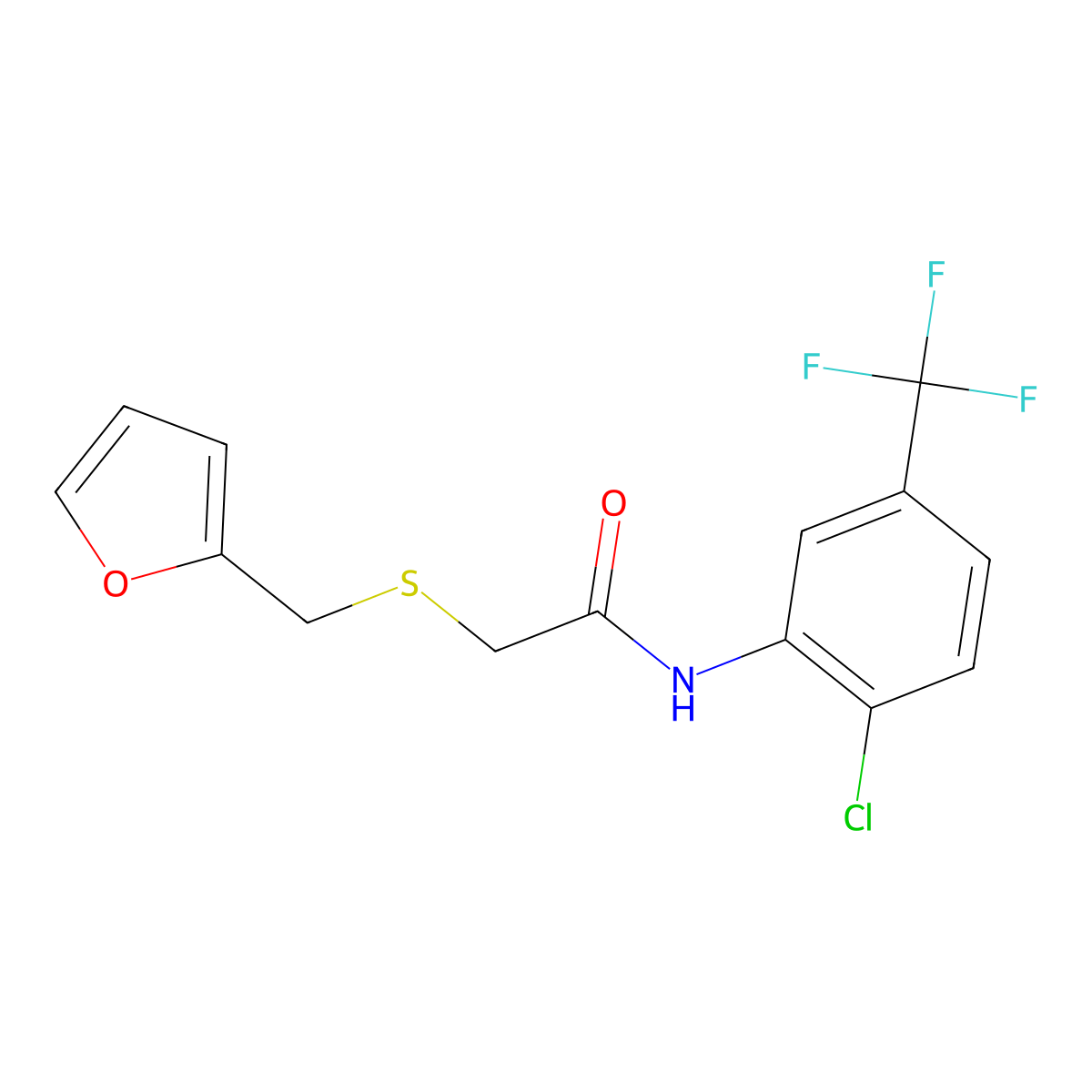 N-(2-chloro-5-(trifluoromethyl)phenyl)-2-((furan-2-ylmethyl)thio)acetamide molecular structure, CAS 403835-77-8