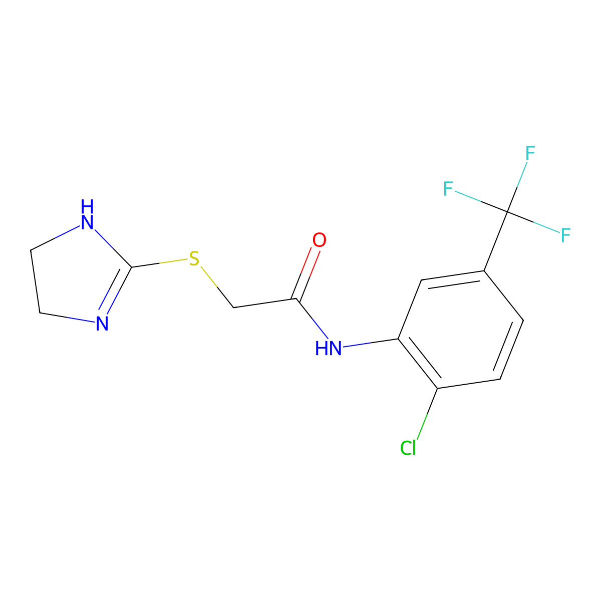 N-[2-chloro-5-(trifluoromethyl)phenyl]-2-(4,5-dihydro-1H-imidazol-2-ylsulfanyl)acetamide molecular structure, CAS 403835-84-7