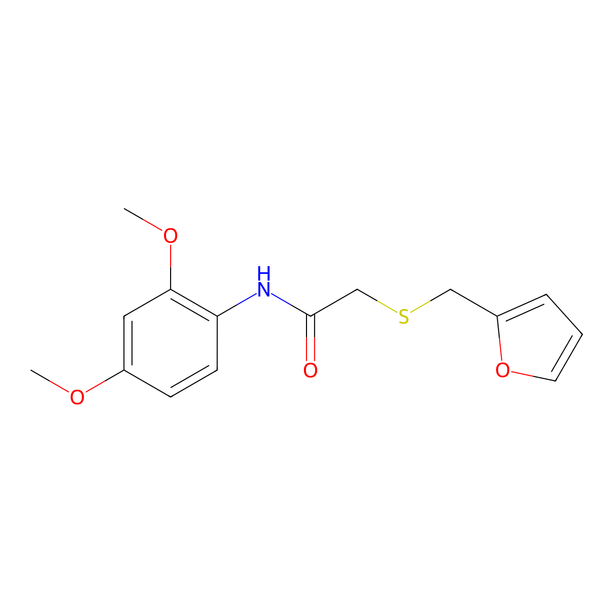 N-(2,4-dimethoxyphenyl)-2-((furan-2-ylmethyl)thio)acetamide molecular structure, CAS 403835-88-1