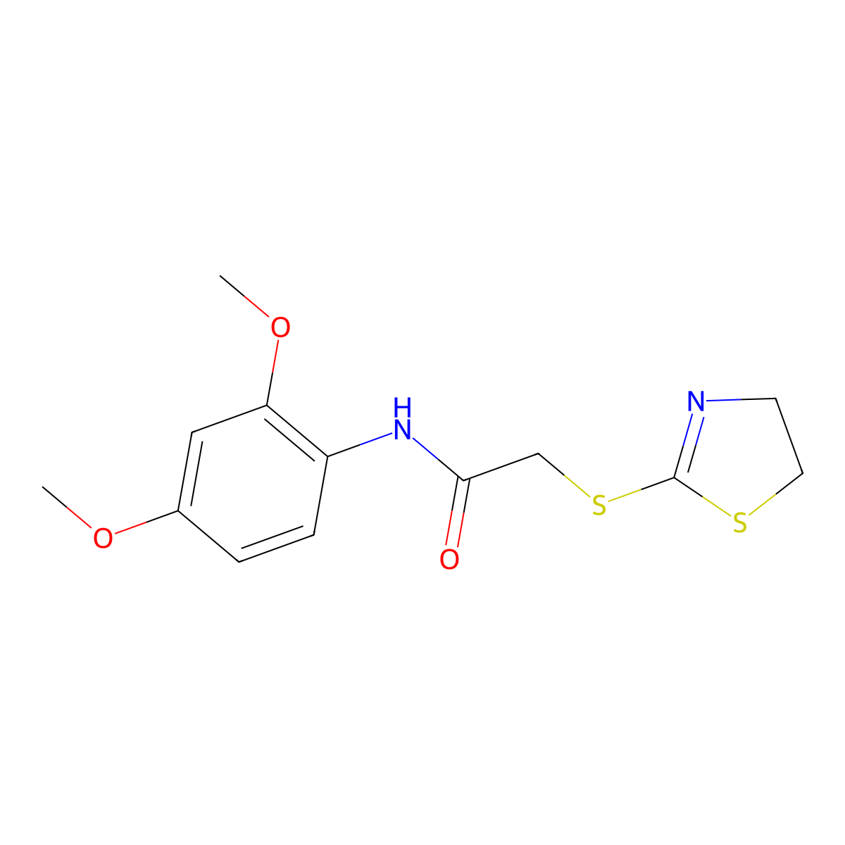 2-(4,5-dihydro-1,3-thiazol-2-ylsulfanyl)-N-(2,4-dimethoxyphenyl)acetamide molecular structure, CAS 403835-94-9
