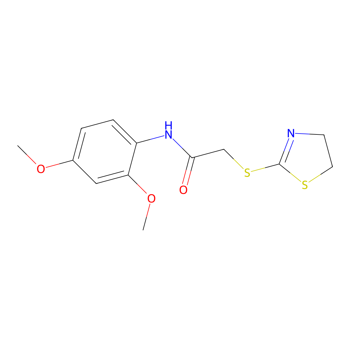 2-(4,5-dihydro-1,3-thiazol-2-ylsulfanyl)-N-(2,4-dimethoxyphenyl)acetamide molecular structure, CAS 403835-94-9