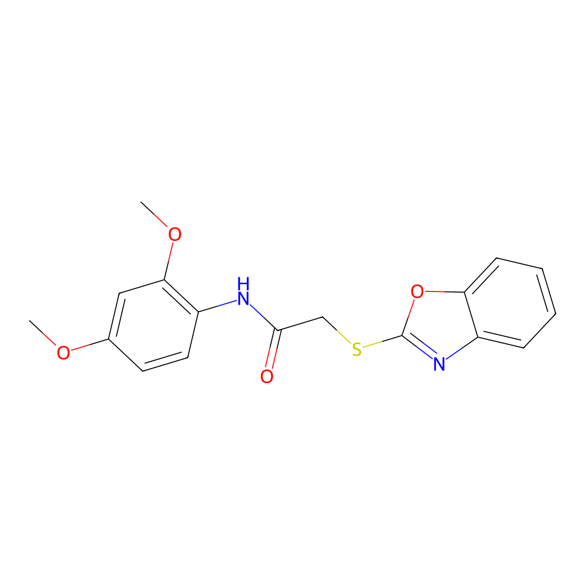 2-(1,3-benzoxazol-2-ylsulfanyl)-N-(2,4-dimethoxyphenyl)acetamide molecular structure, CAS 403835-98-3