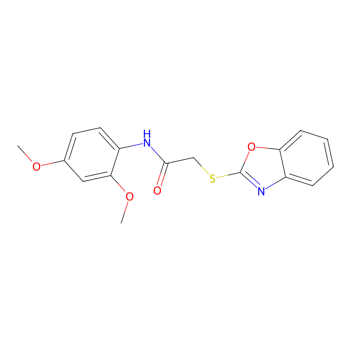 2-(1,3-benzoxazol-2-ylsulfanyl)-N-(2,4-dimethoxyphenyl)acetamide molecular structure, CAS 403835-98-3