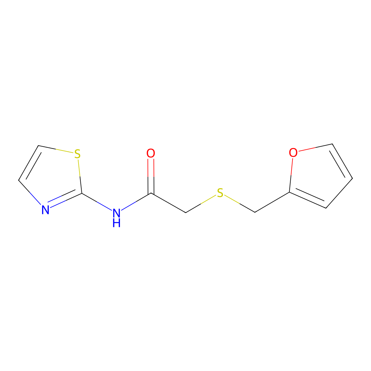 2-((furan-2-ylmethyl)thio)-N-(thiazol-2-yl)acetamide molecular structure, CAS 403836-02-2