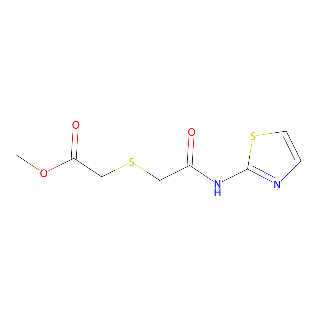 Methyl 2-((2-oxo-2-(thiazol-2-ylamino)ethyl)thio)acetate molecular structure, CAS 403836-03-3