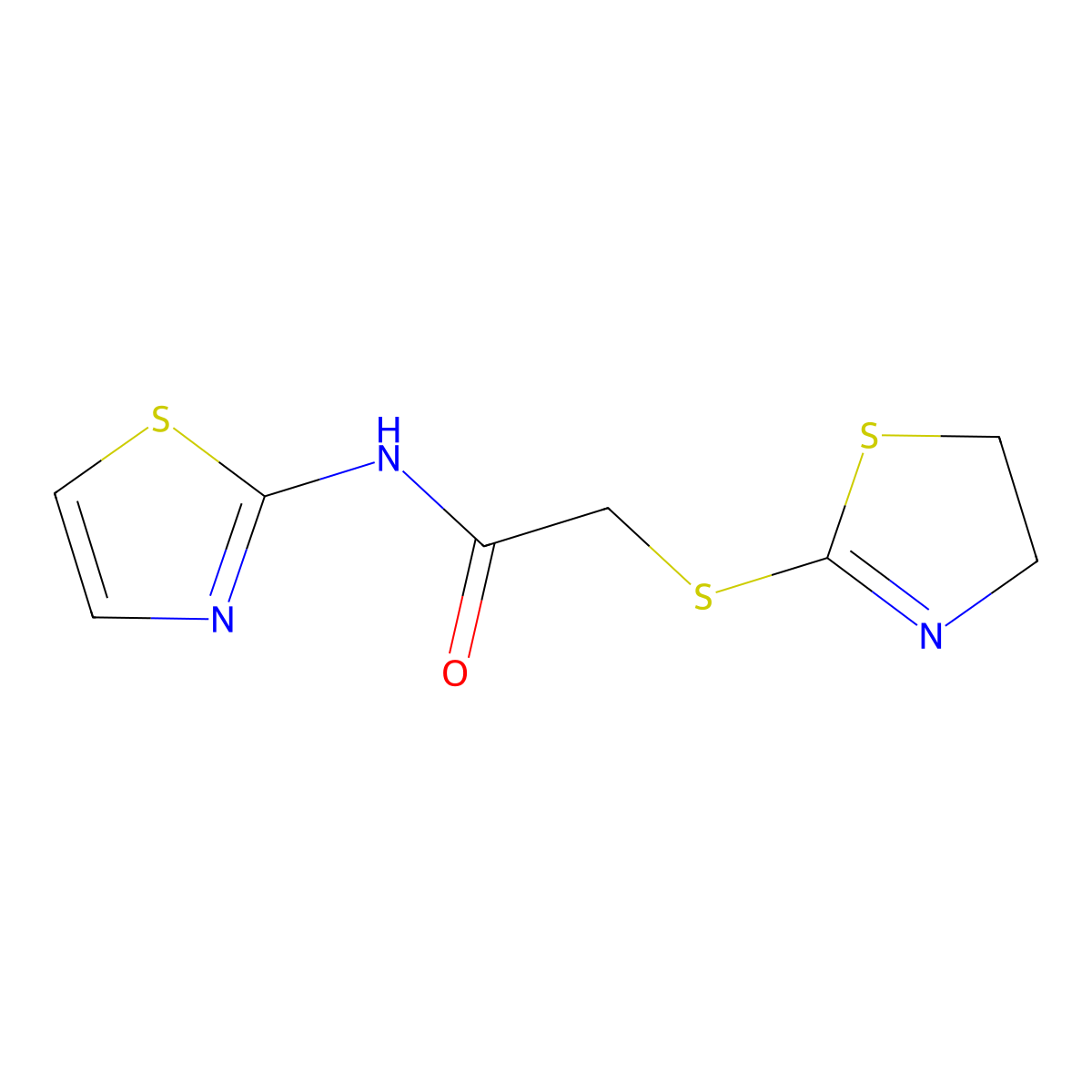 2-(4,5-dihydro-1,3-thiazol-2-ylsulfanyl)-N-(1,3-thiazol-2-yl)acetamide molecular structure, CAS 403836-08-8