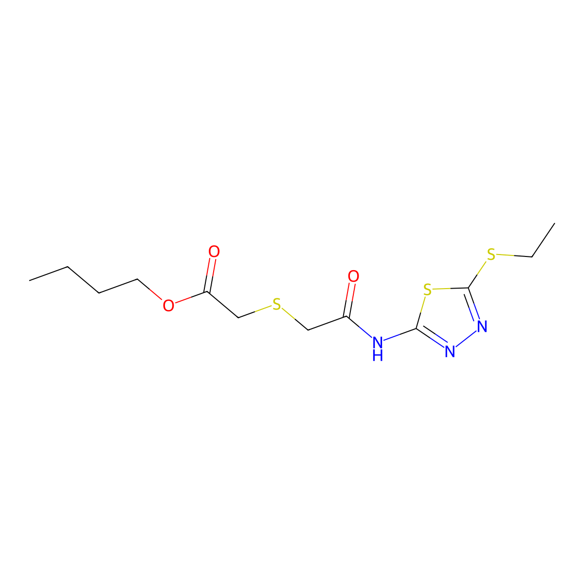 Butyl 2-((2-((5-(ethylthio)-1,3,4-thiadiazol-2-yl)amino)-2-oxoethyl)thio)acetate molecular structure, CAS 403836-27-1