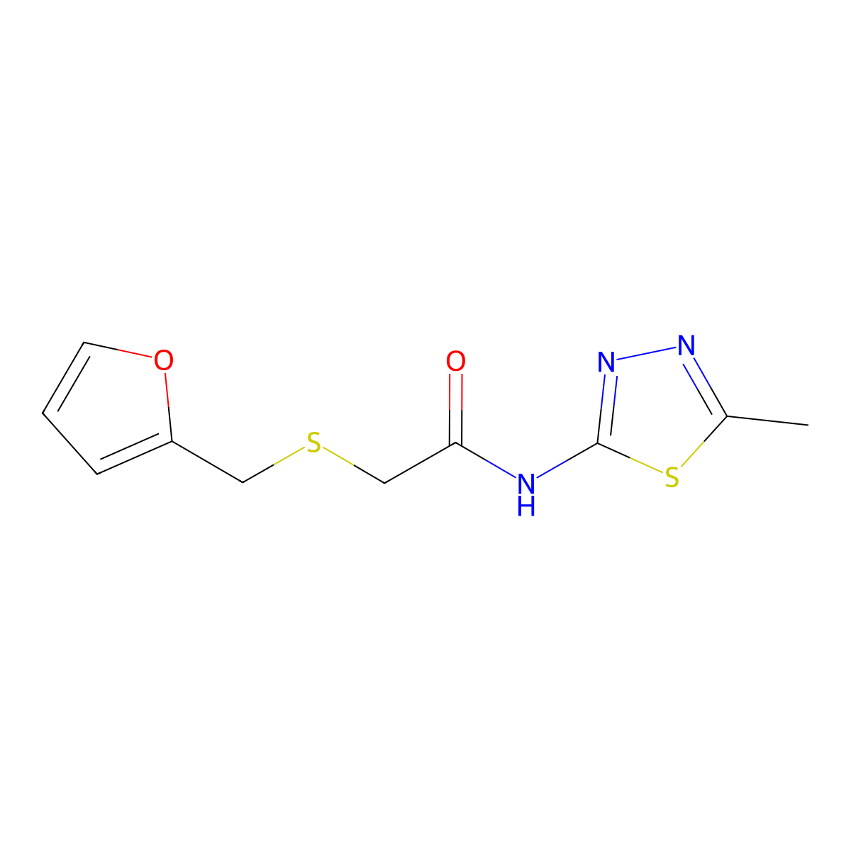 2-((furan-2-ylmethyl)thio)-N-(5-methyl-1,3,4-thiadiazol-2-yl)acetamide molecular structure, CAS 403836-35-1