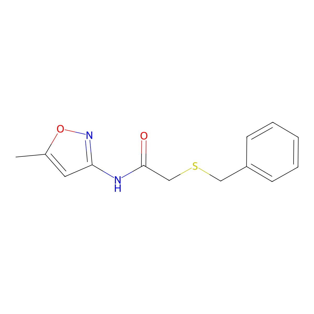 2-(benzylsulfanyl)-N-(5-methyl-1,2-oxazol-3-yl)acetamide molecular structure, CAS 403836-44-2