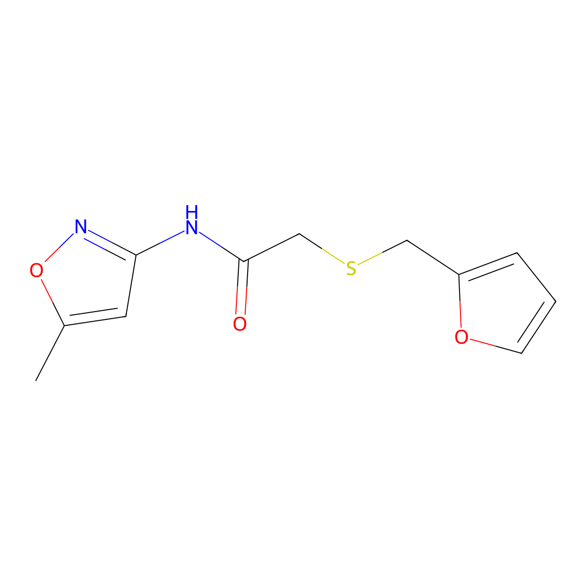 2-((furan-2-ylmethyl)thio)-N-(5-methylisoxazol-3-yl)acetamide molecular structure, CAS 403836-45-3