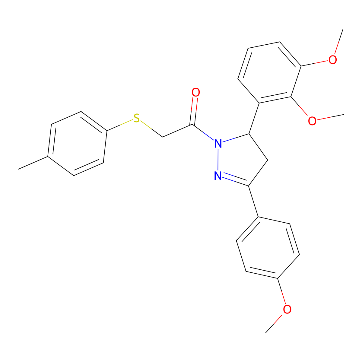 1-(5-(2,3-dimethoxyphenyl)-3-(4-methoxyphenyl)-4,5-dihydro-1H-pyrazol-1-yl)-2-(p-tolylthio)ethanone molecular structure, CAS 403837-26-3