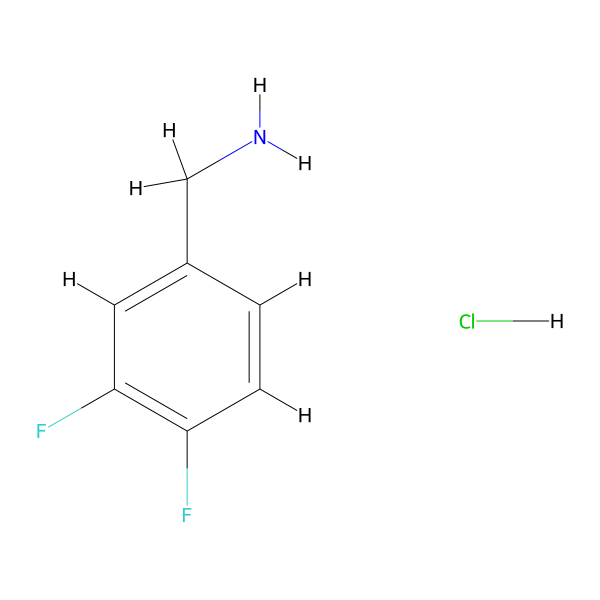 (3,4-Difluorophenyl)methanamine hydrochloride molecular structure, CAS 403841-97-4