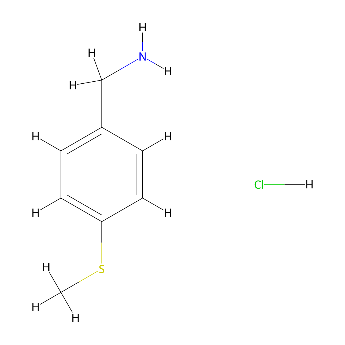 [4-(Methylsulfanyl)phenyl]methanamine hydrochloride molecular structure, CAS 403842-02-4