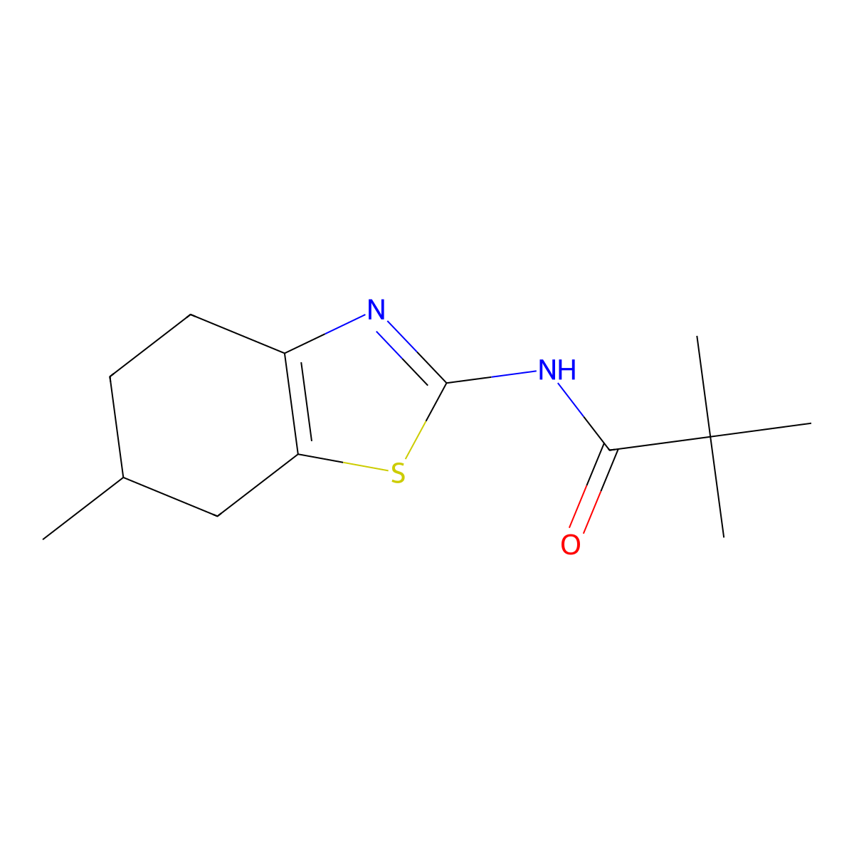 2,2-dimethyl-N-(6-methyl-4,5,6,7-tetrahydro-1,3-benzothiazol-2-yl)propanamide molecular structure, CAS 403845-16-9