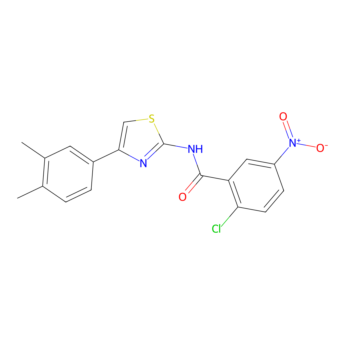 2-chloro-N-[4-(3,4-dimethylphenyl)-1,3-thiazol-2-yl]-5-nitrobenzamide molecular structure, CAS 403845-30-7