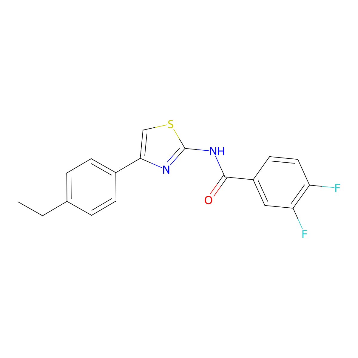 N-[4-(4-ethylphenyl)-1,3-thiazol-2-yl]-3,4-difluorobenzamide molecular structure, CAS 403845-32-9