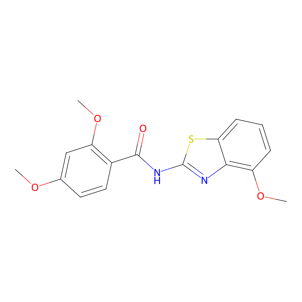 2,4-dimethoxy-N-(4-methoxy-1,3-benzothiazol-2-yl)benzamide molecular structure, CAS 403845-37-4