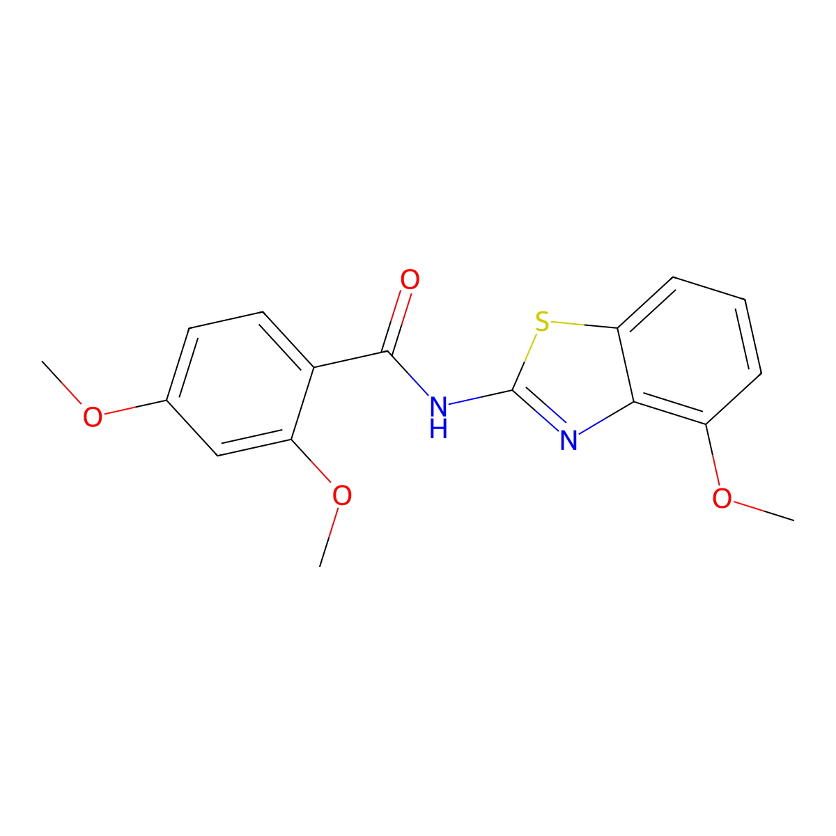 2,4-dimethoxy-N-(4-methoxy-1,3-benzothiazol-2-yl)benzamide molecular structure, CAS 403845-37-4