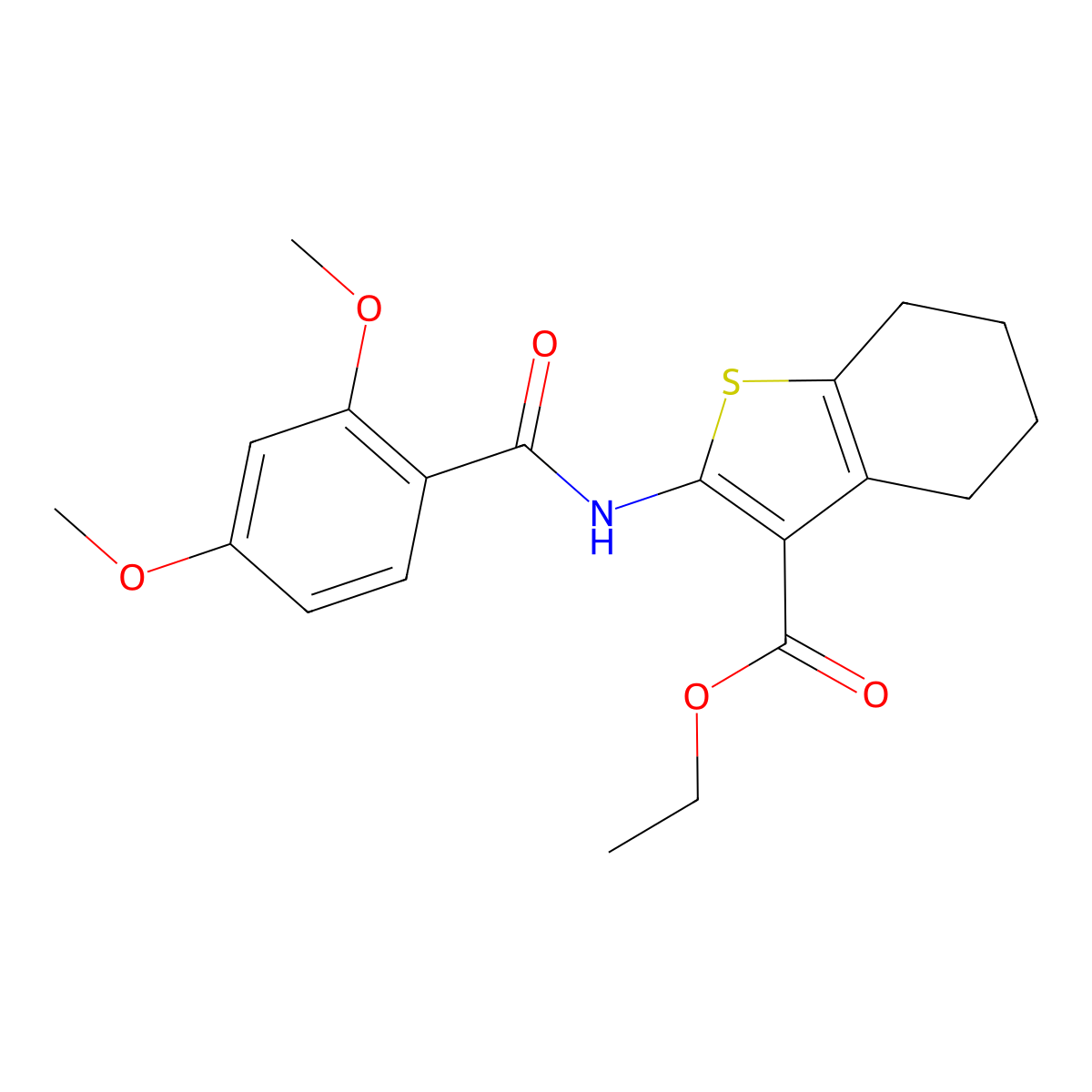 Ethyl 2-[(2,4-dimethoxybenzoyl)amino]-4,5,6,7-tetrahydro-1-benzothiophene-3-carboxylate molecular structure, CAS 403846-26-4