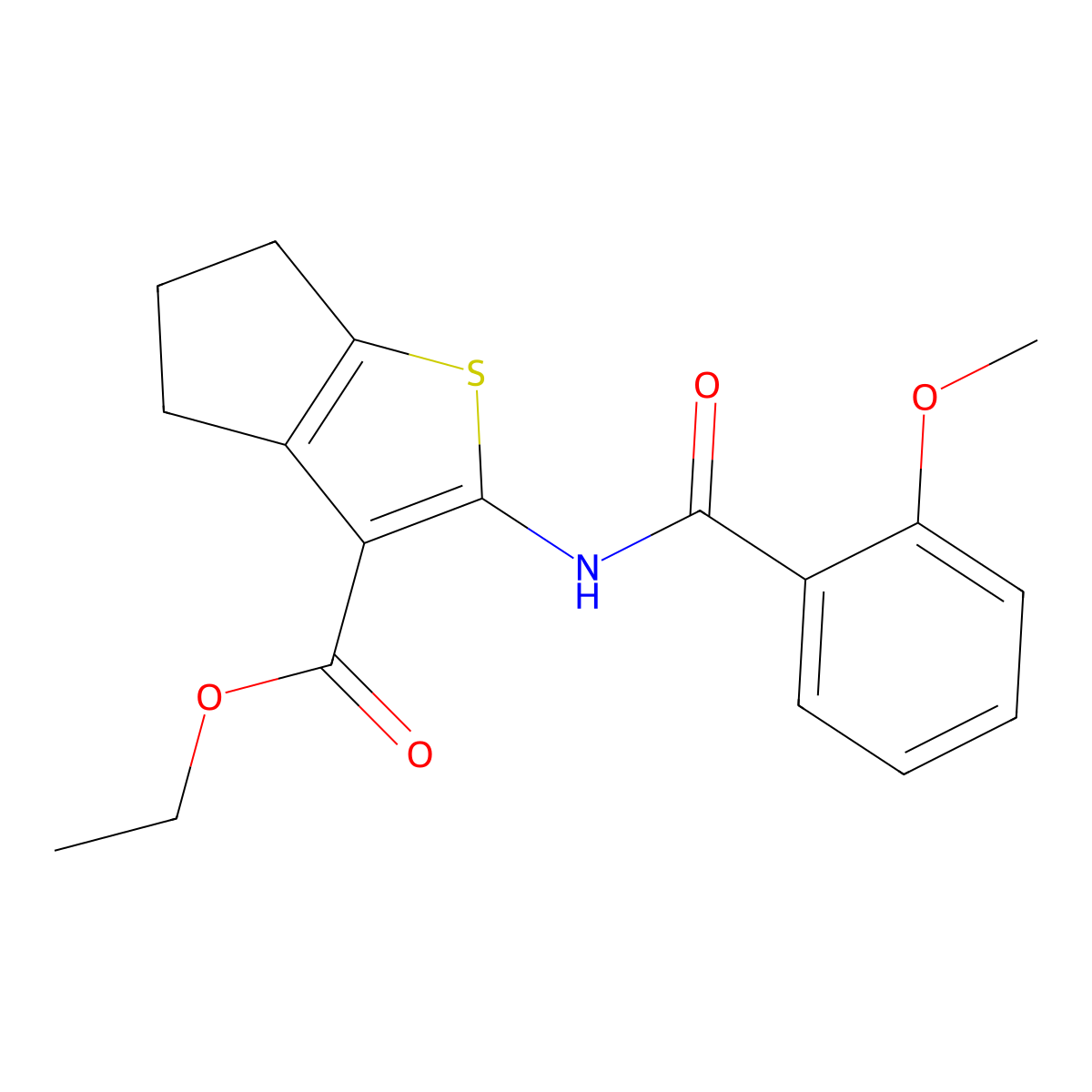 ethyl 2-[(2-methoxybenzoyl)amino]-5,6-dihydro-4H-cyclopenta[b]thiophene-3-carboxylate molecular structure, CAS 403846-29-7
