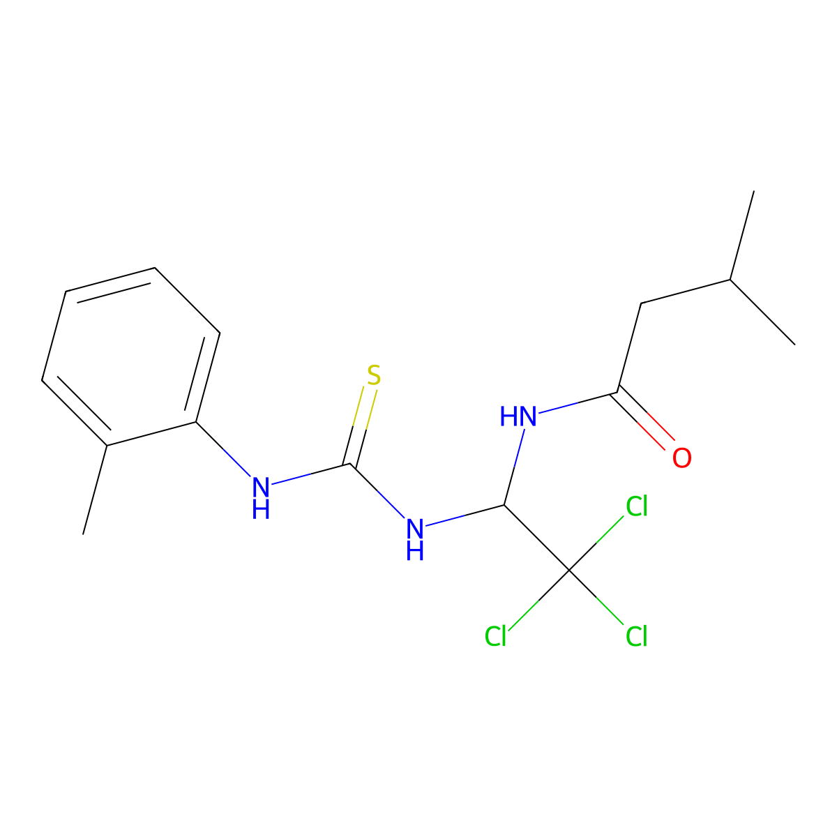 3-methyl-N-[2,2,2-trichloro-1-[(2-methylphenyl)carbamothioylamino]ethyl]butanamide molecular structure, CAS 403847-05-2