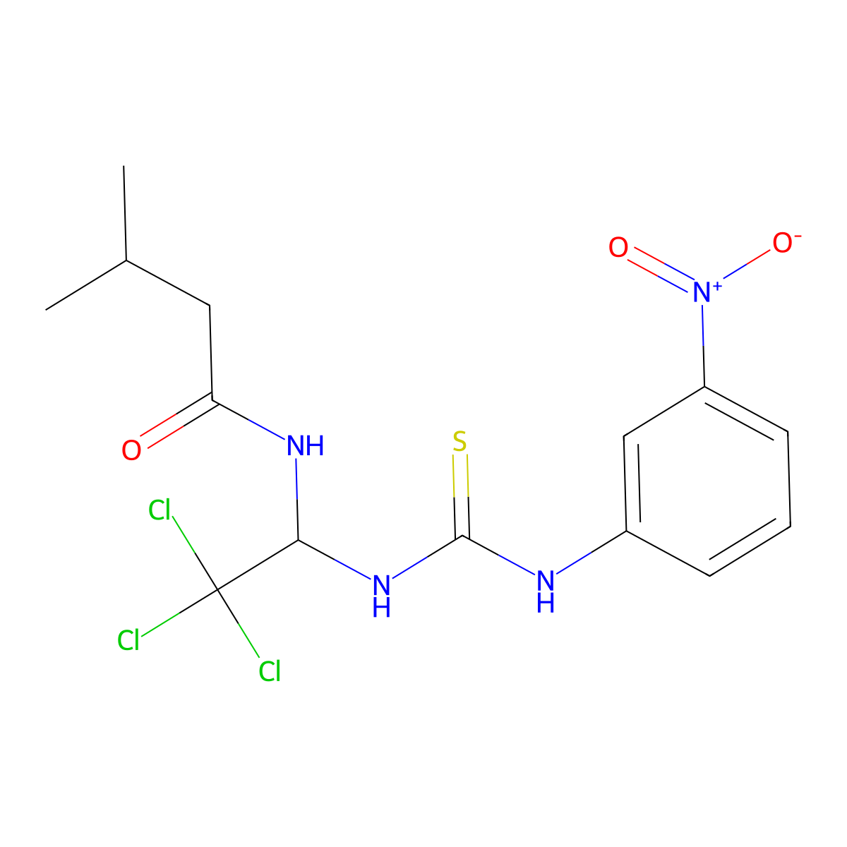 3-methyl-N-[2,2,2-trichloro-1-[(3-nitrophenyl)carbamothioylamino]ethyl]butanamide molecular structure, CAS 403847-11-0