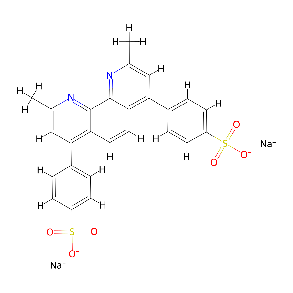 Benzenesulfonic acid, 4,4'-(2,9-dimethyl-1,10-phenanthroline-4,7-diyl)bis-, sodium salt (1:2) molecular structure, CAS 40386-51-4