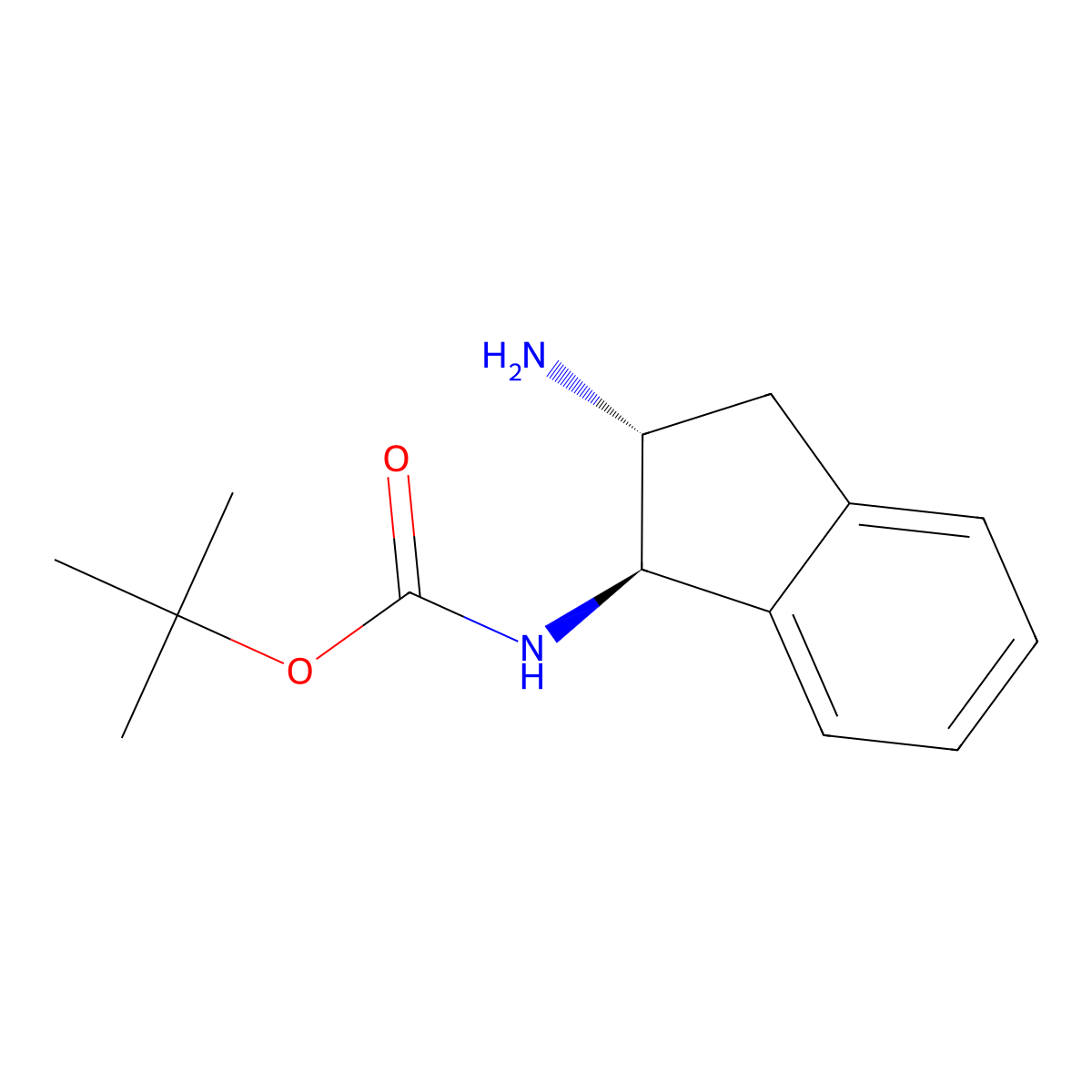 tert-butyl ((1R,2R)-2-amino-2,3-dihydro-1H-inden-1-yl)carbamate molecular structure, CAS 403860-48-0