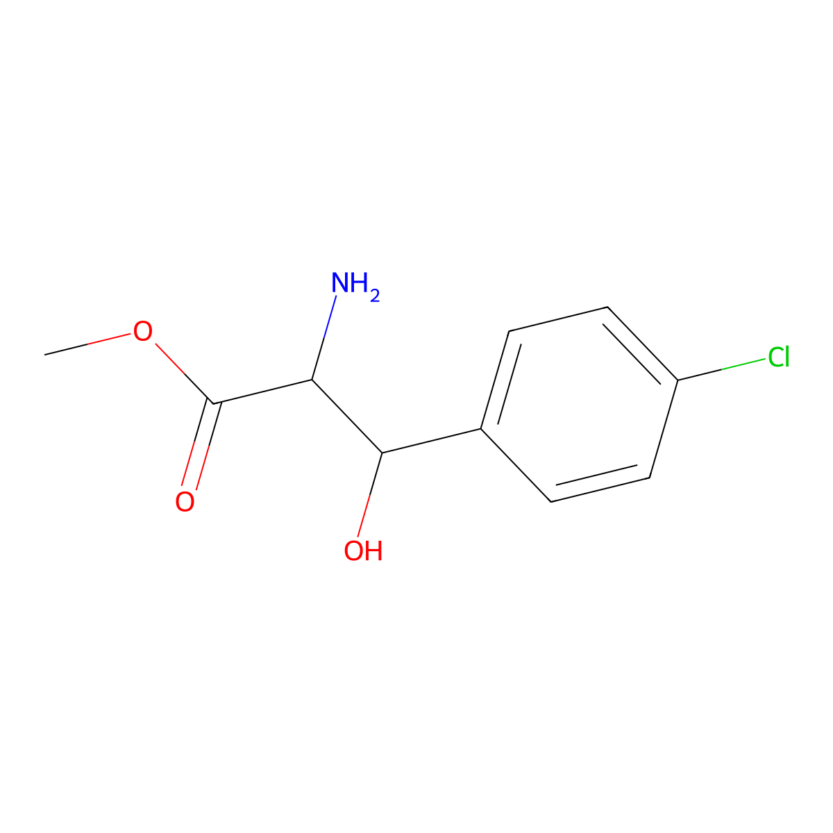 Methyl 2-amino-3-(4-chlorophenyl)-3-hydroxypropanoate molecular structure, CAS 403860-61-7