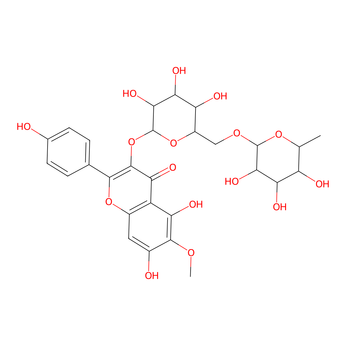6-Methoxykaempferol 3-O-rutinoside molecular structure, CAS 403861-33-6