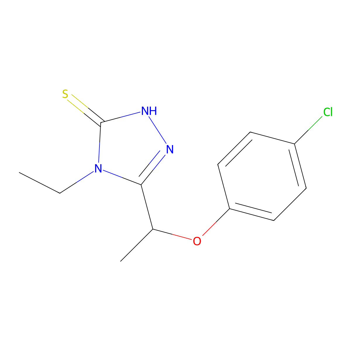 5-[1-(4-chlorophenoxy)ethyl]-4-ethyl-2,4-dihydro-3H-1,2,4-triazole-3-thione molecular structure, CAS 403990-84-1