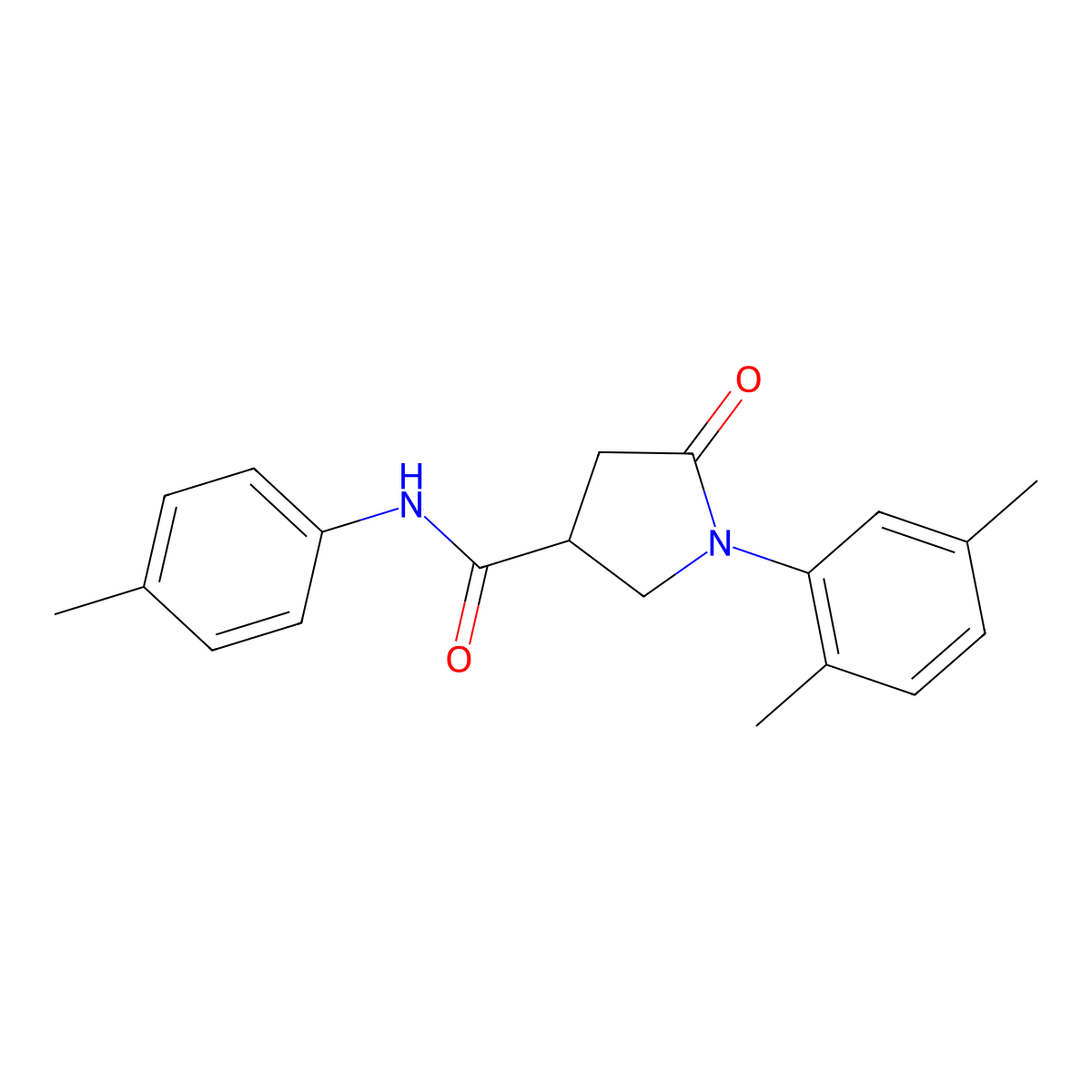 1-(2,5-dimethylphenyl)-N-(4-methylphenyl)-5-oxopyrrolidine-3-carboxamide molecular structure, CAS 403995-28-8
