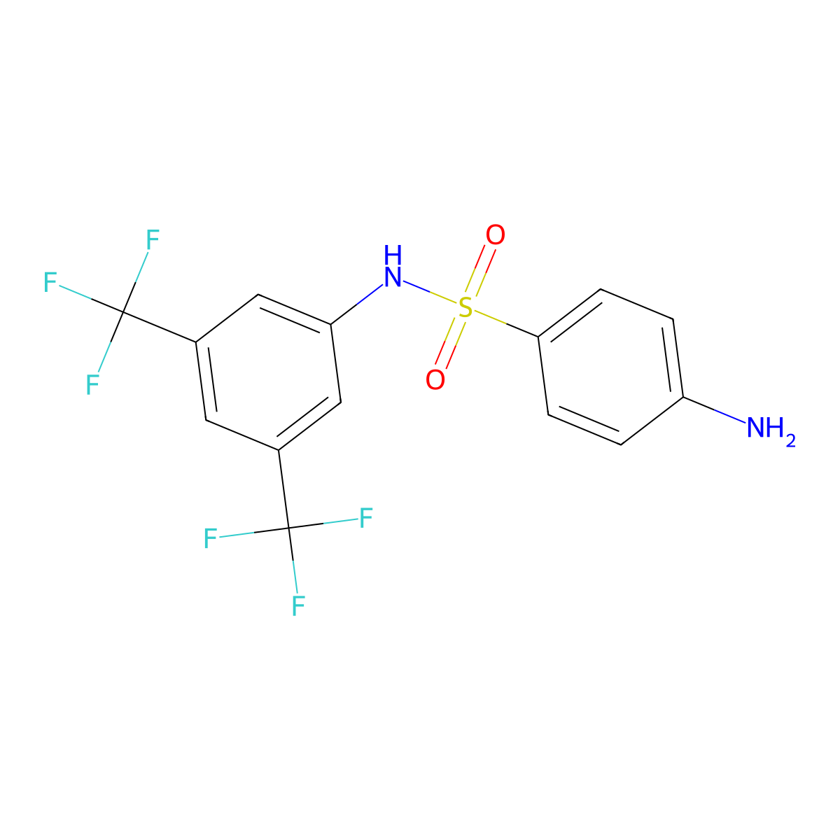 4-Amino-N-[3,5-bis(trifluoromethyl)phenyl]benzenesulfonamide molecular structure, CAS 404-02-4