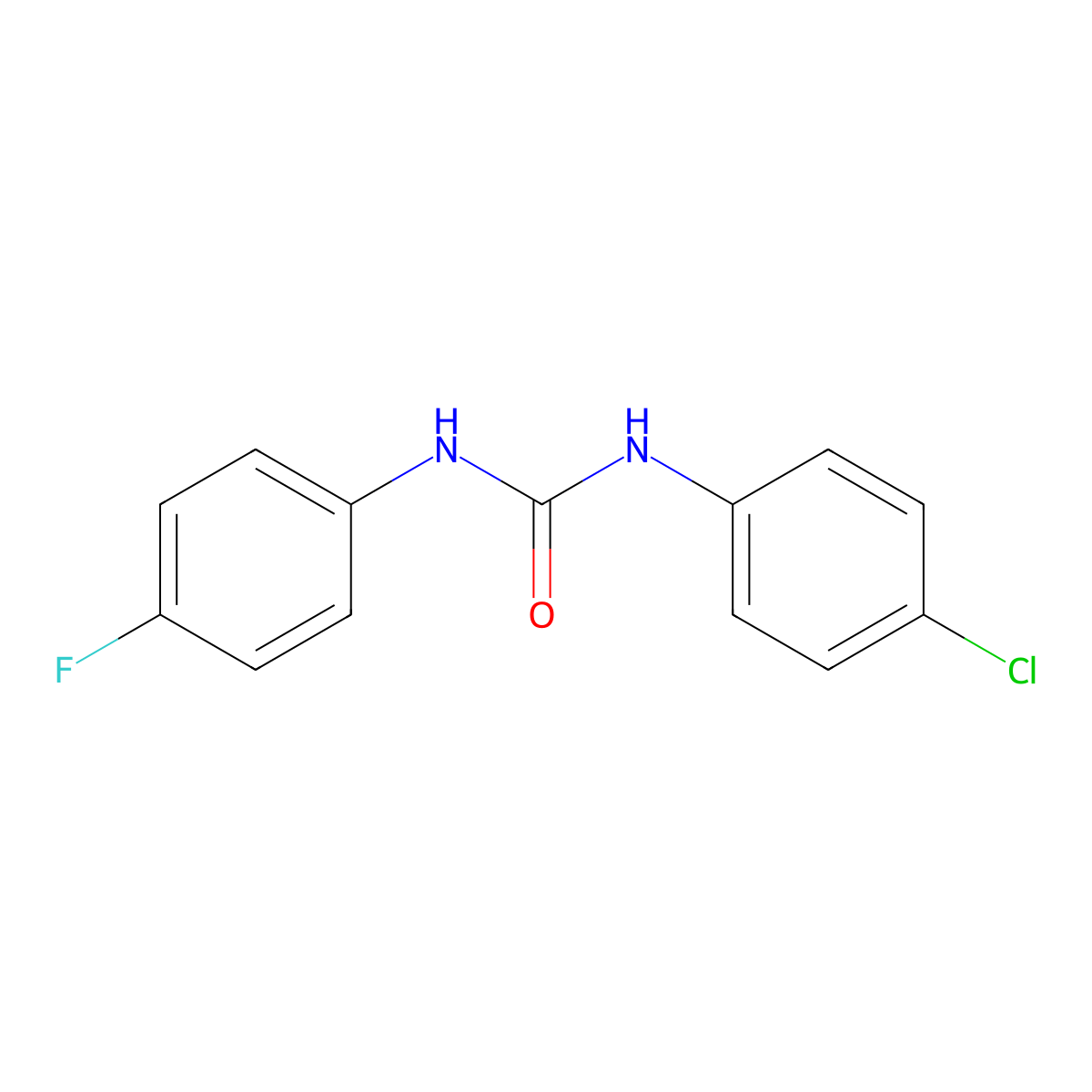 1-(4-Chlorophenyl)-3-(4-fluorophenyl)urea molecular structure, CAS 404-51-3