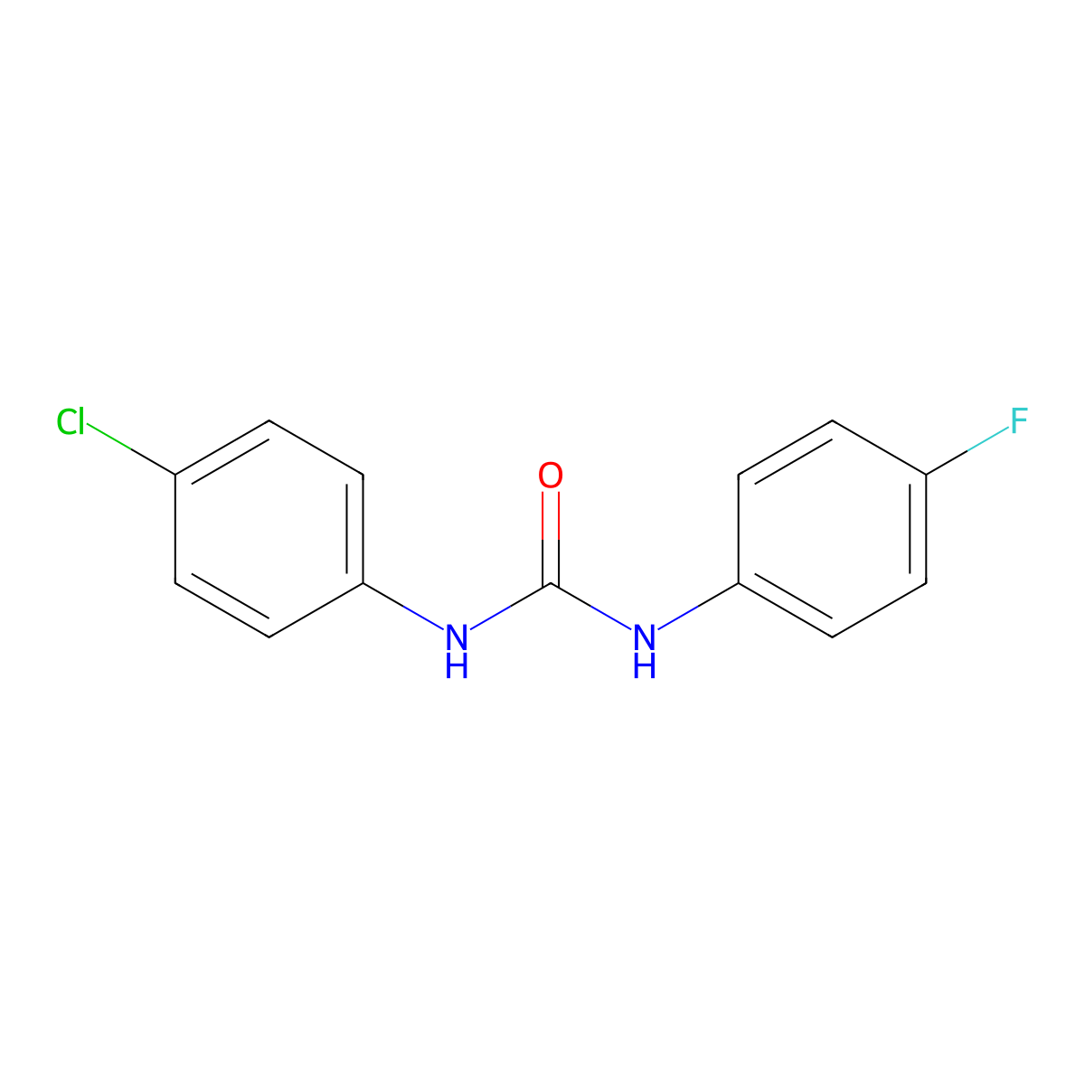1-(4-Chlorophenyl)-3-(4-fluorophenyl)urea molecular structure, CAS 404-51-3