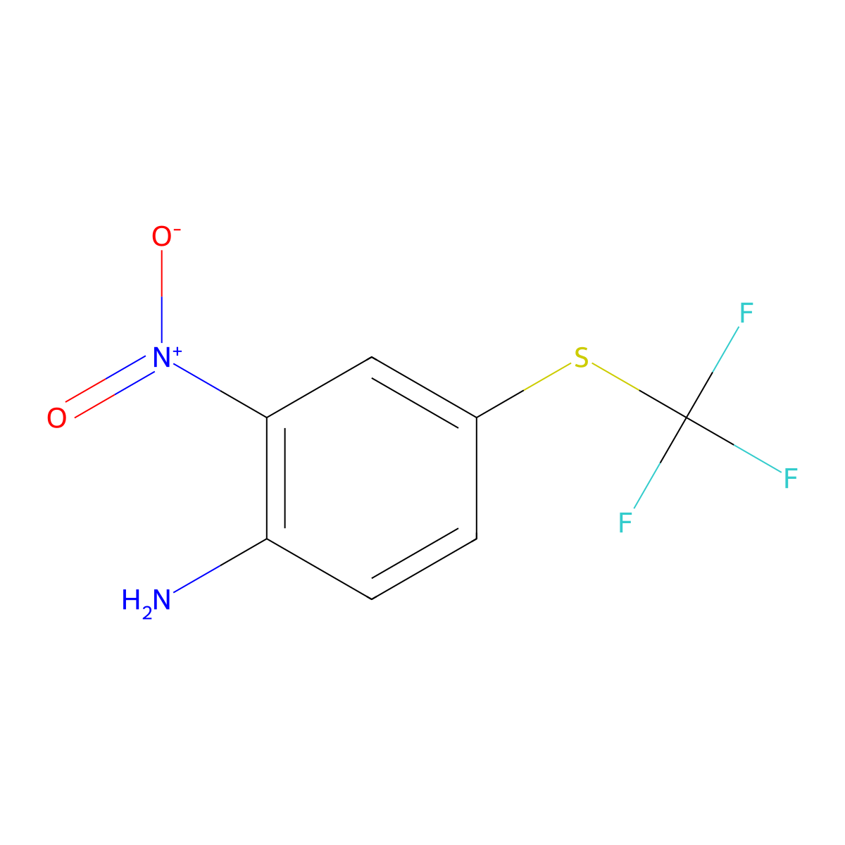 2-Nitro-4-(trifluoromethylthio)aniline molecular structure, CAS 404-74-0