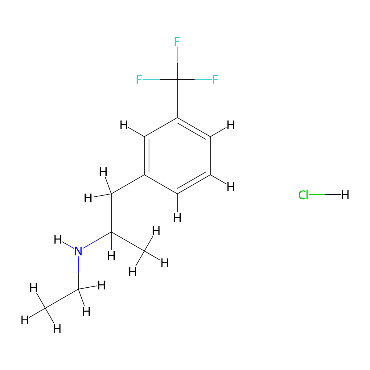 Fenfluramine Hydrochloride molecular structure, CAS 404-82-0