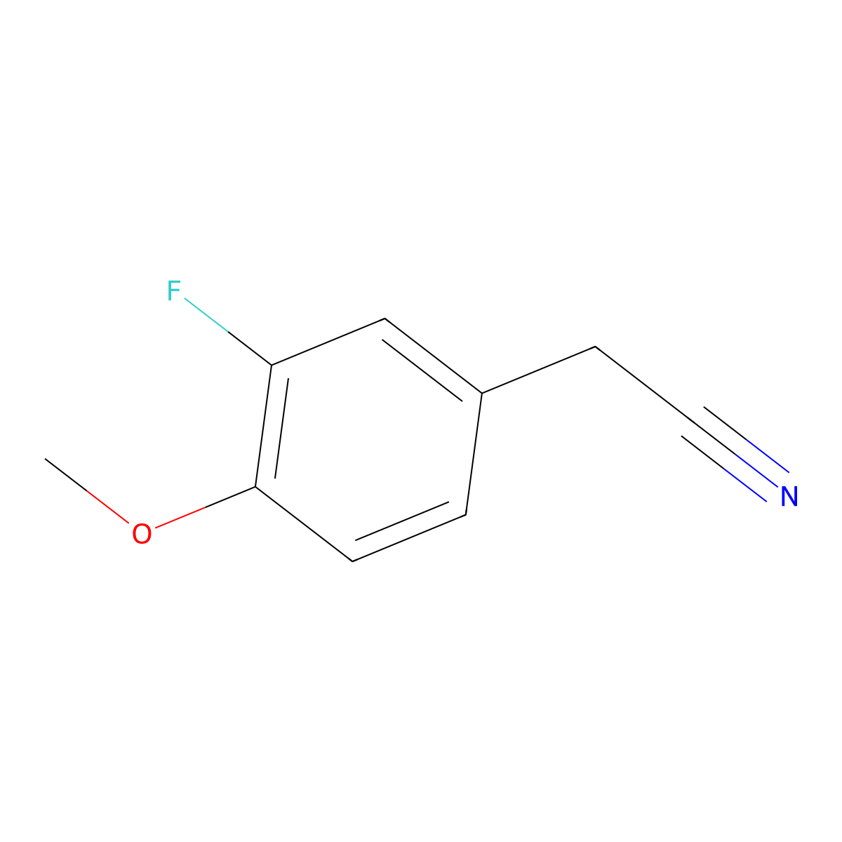 3-Fluoro-4-methoxyphenylacetonitrile molecular structure, CAS 404-90-0
