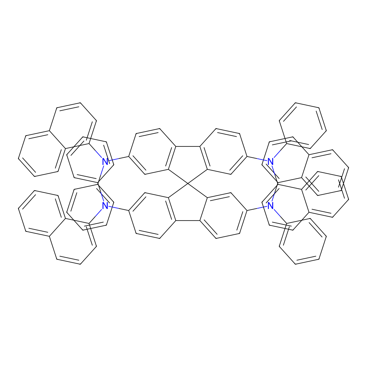 2-N,2-N',7-N,7-N'-Tetranaphthalen-1-yl-2-N,2-N',7-N,7-N'-tetraphenyl-9,9'-spirobi[fluorene]-2,2',7,7'-tetramine molecular structure, CAS 404001-42-9