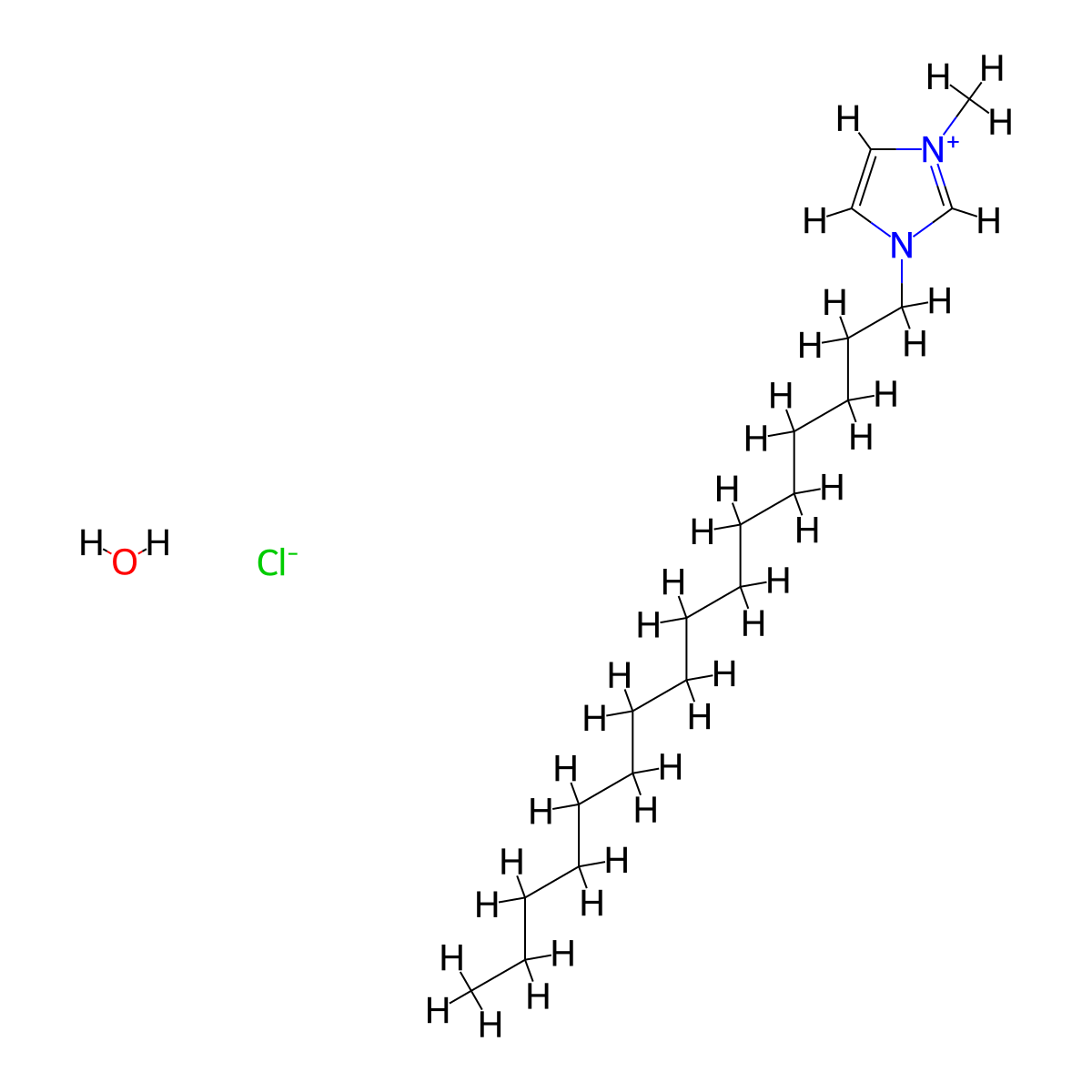1-Hexadecyl-3-methyl-1H-imidazol-3-ium chloride hydrate molecular structure, CAS 404001-62-3