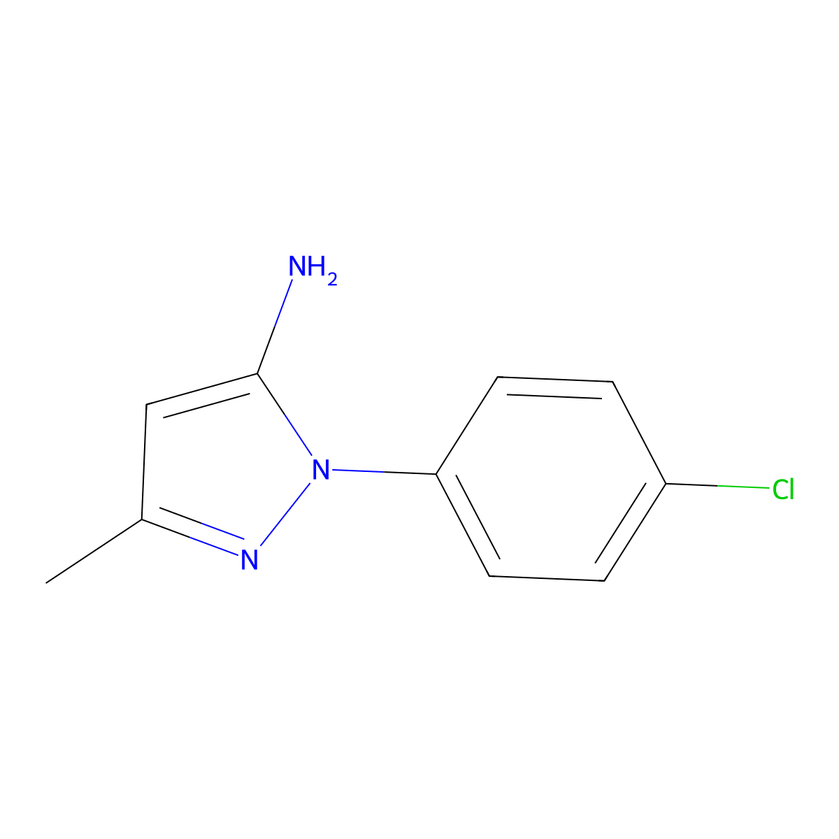 1H-Pyrazol-5-amine, 1-(4-chlorophenyl)-3-methyl- molecular structure, CAS 40401-39-6