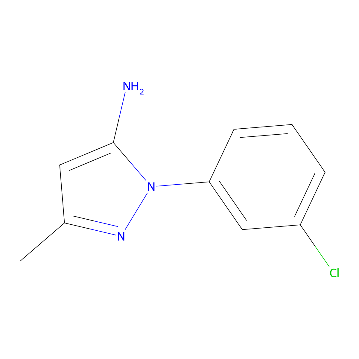 1-(3-chlorophenyl)-3-methyl-1H-pyrazol-5-amine molecular structure, CAS 40401-41-0