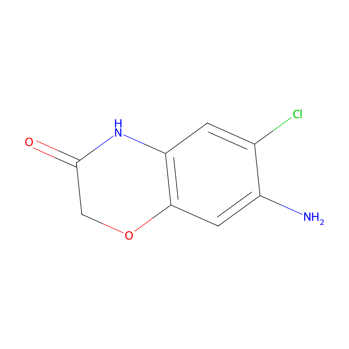7-amino-6-chloro-3,4-dihydro-2H-1,4-benzoxazin-3-one molecular structure, CAS 40401-45-4