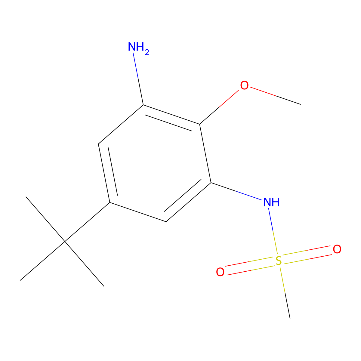 N-(3-amino-5-tert-butyl-2-methoxy-phenyl)-methanesulfonamide molecular structure, CAS 404010-35-1
