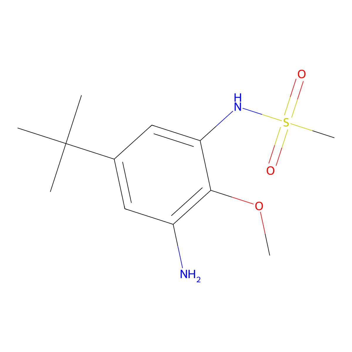 N-(3-amino-5-tert-butyl-2-methoxy-phenyl)-methanesulfonamide molecular structure, CAS 404010-35-1