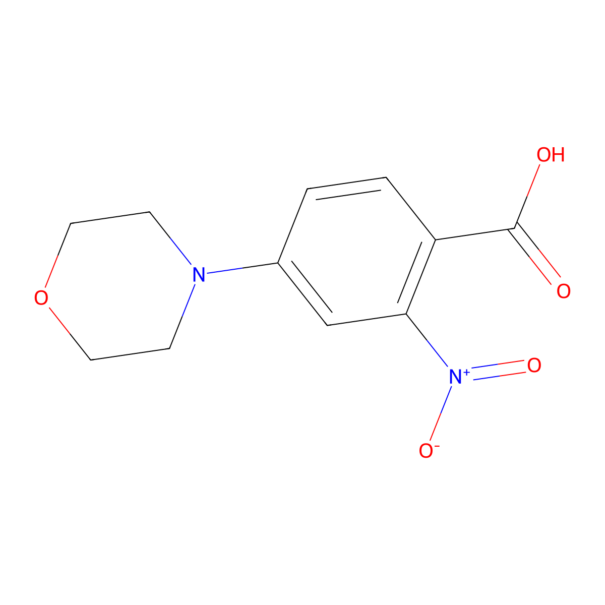 4-Morpholin-4-yl-2-nitrobenzoic acid molecular structure, CAS 404010-98-6