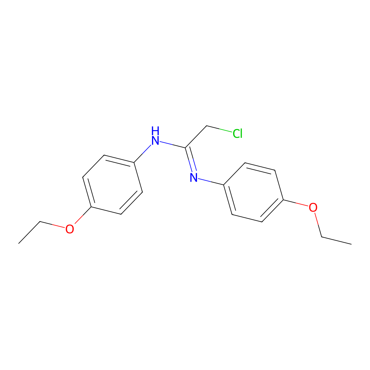 2-Chloro-N,N'-bis-(4-ethoxy-phenyl)-acetamidine molecular structure, CAS 40403-45-0